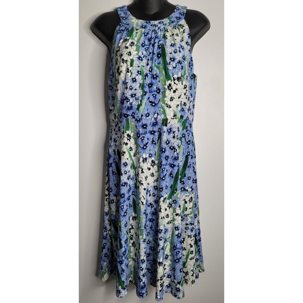 Tommy Hilfiger Floral Dress 6 Women Green Blue White‎ Flowers Sleeveless Easter